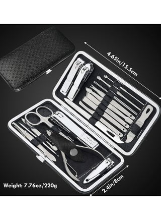 Manicure Kit,19 in 1 Nail Clippers Pedicure Kit,Manicure Tool Kit,Travel Essentials Nail Kit,Includes Nail Clippers,Nail File,Pedicure Tools,Pedicure Kit,Facial Grooming Kit,Gifts for Men Woman(19Pcs) - view 2