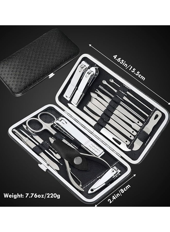 Manicure Kit,19 in 1 Nail Clippers Pedicure Kit,Manicure Tool Kit,Travel Essentials Nail Kit,Includes Nail Clippers,Nail File,Pedicure Tools,Pedicure Kit,Facial Grooming Kit,Gifts for Men Woman(19Pcs) - Image 2