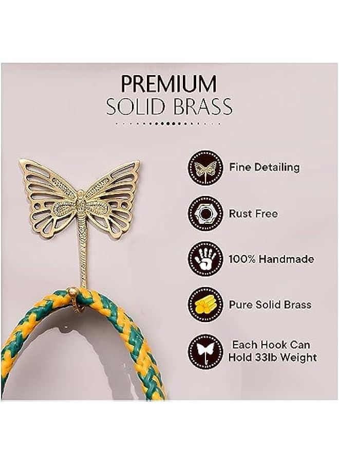 Arabest Decorative Brass erfly Cute Kids Wall Hooks Heavy Duty Coat Rack Wall Mount Vintage Gold Towel Hooks for Hanging Coats, Keys, Backpack, Purse, Hat, Jewelry & More - 3 Pack - Image 3