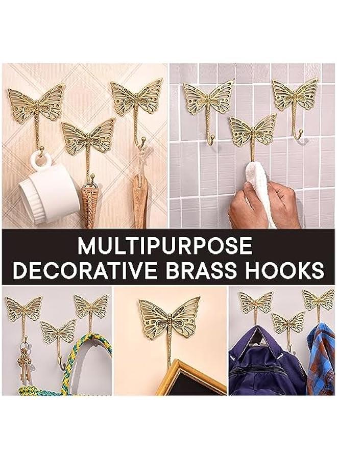 Arabest Decorative Brass erfly Cute Kids Wall Hooks Heavy Duty Coat Rack Wall Mount Vintage Gold Towel Hooks for Hanging Coats, Keys, Backpack, Purse, Hat, Jewelry & More - 3 Pack - Image 4
