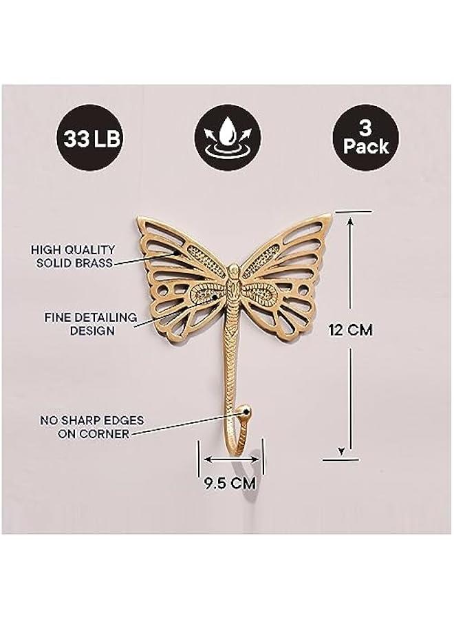 Arabest Decorative Brass erfly Cute Kids Wall Hooks Heavy Duty Coat Rack Wall Mount Vintage Gold Towel Hooks for Hanging Coats, Keys, Backpack, Purse, Hat, Jewelry & More - 3 Pack - Image 5