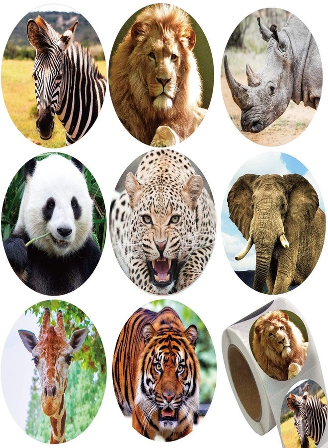 Hohamn Zoo Animals Stickers for Kids,500pcs Round Jungle Animal Stickers for Boys Girls Birthday Party Favor, 1.5 Inch - Image 1