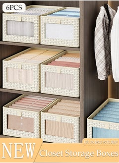 DUNISO 6 Pieces Foldable Closet Storage Organizer Washable Closet Storage Box with Carrying Handles Cube Storage Bin for Clothes Wardrobe Home Bedroom Office  - Image 1