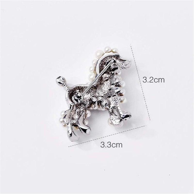 Ajojewel Cute Simulated Pearl Poodle Dog Brooch Pin Rhinestone Animal Lapel Collar Jewelry Accessories - Image 3