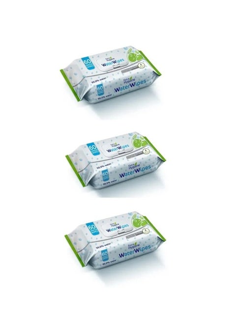 Pack of 3 Water Wipes  60 Pieces