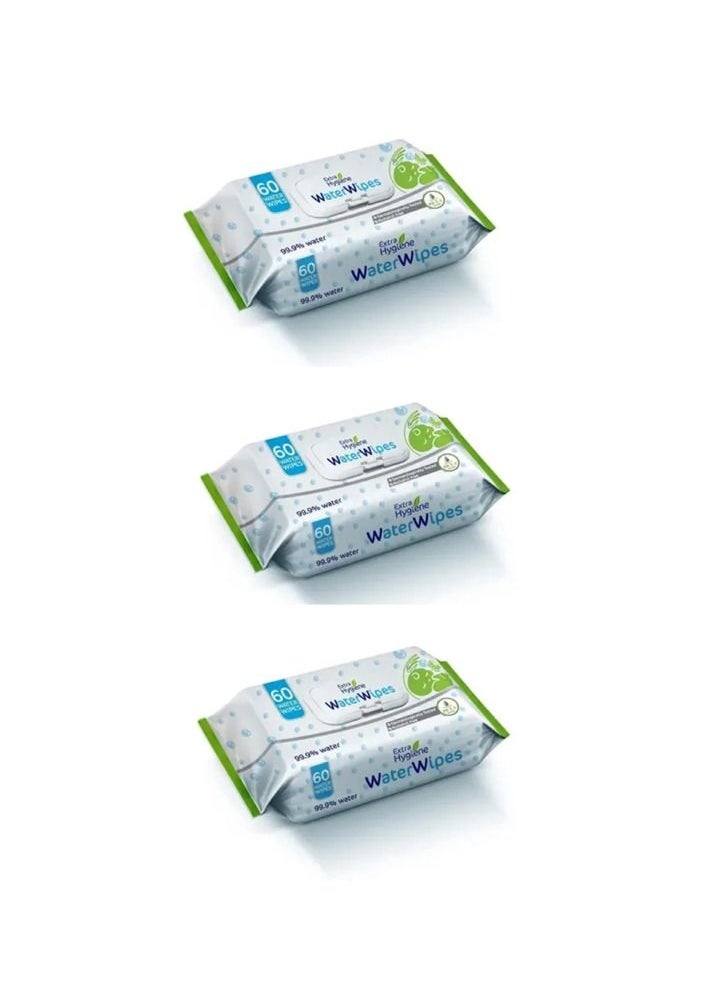 Hygiene Pack of 3 Water Wipes  60 Pieces 