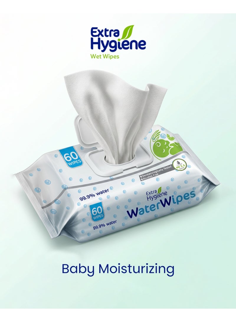 Hygiene Pack of 3 Water Wipes  60 Pieces - Image 2