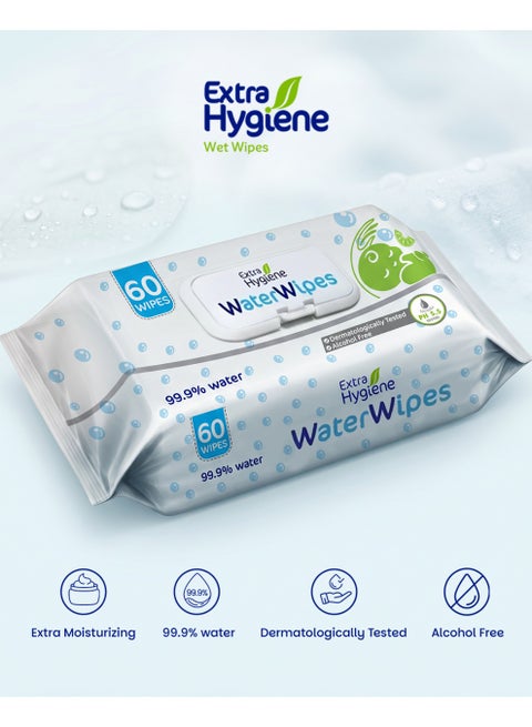 Pack of 3 Water Wipes  60 Pieces