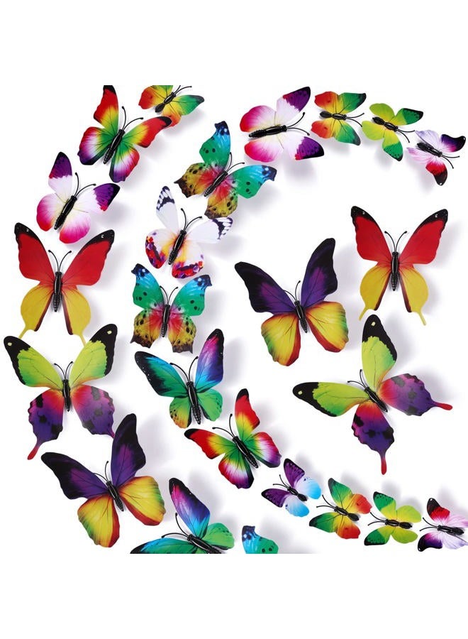 LiveGallery 72 PCS 6 Colors Removable 3D DIY Beautiful Butterfly Wall Decals Colorful Butterflies Art Decor Wall Stickers Murals for Kids Baby Boy Girls Bedroom Classroom Offices (Rainbow) - Image 1