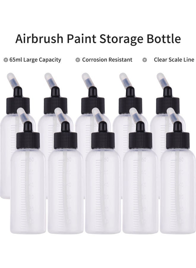 NIBEMINENT 10-Piece Airbrush Paint Bottle Jars With 4 Funnel Scale Line Set Transparent - Image 2