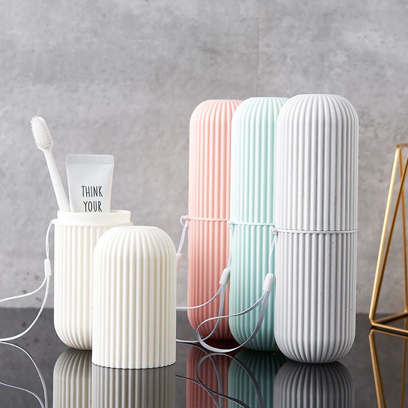 Generic Portable Travel Toothbrush Dental Storage Box Set Creative Simple Couple Wash Mouth Cup Tooth Tank Brushing Cup White