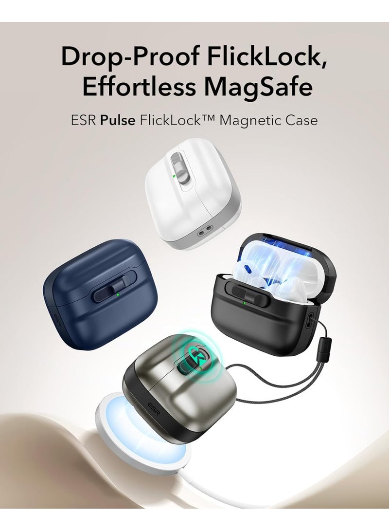 اي اس ار ESR for AirPods Pro Case (2023/2022/2019, 2nd/1st Gen), Compatible with Airpods Pro 2 (USB-C/Lightning Cable), MagSafe Ready, Magnetic Lid Lock, Full Drop Protection Cover with Lanyard Titanium - Image 3