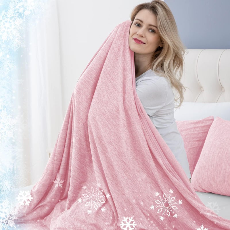 CHOSHOME Cooling Blanket for Hot Sleepers Lightweight Summer Cold Thin Blankets for Sleeping, Hot Flashes Night Sweats, Soft Blanket for Bed, Twin Size, Pink - Image 1