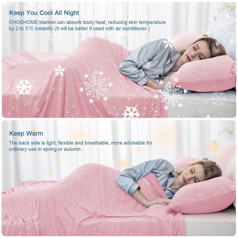 CHOSHOME Cooling Blanket for Hot Sleepers Lightweight Summer Cold Thin Blankets for Sleeping, Hot Flashes Night Sweats, Soft Blanket for Bed, Twin Size, Pink - Image 4