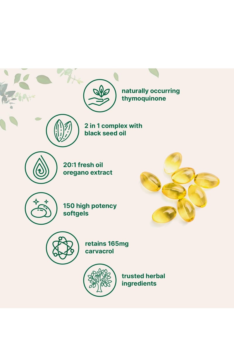 Micro Ingredients Oil of Oregano Softgels, 300 Count | 2 in 1 Formulated with Black Seed Oil, 4X Strength Carvacrol & Thymoquinone | Plant Based, Non-GMO & Immune Support - Image 2