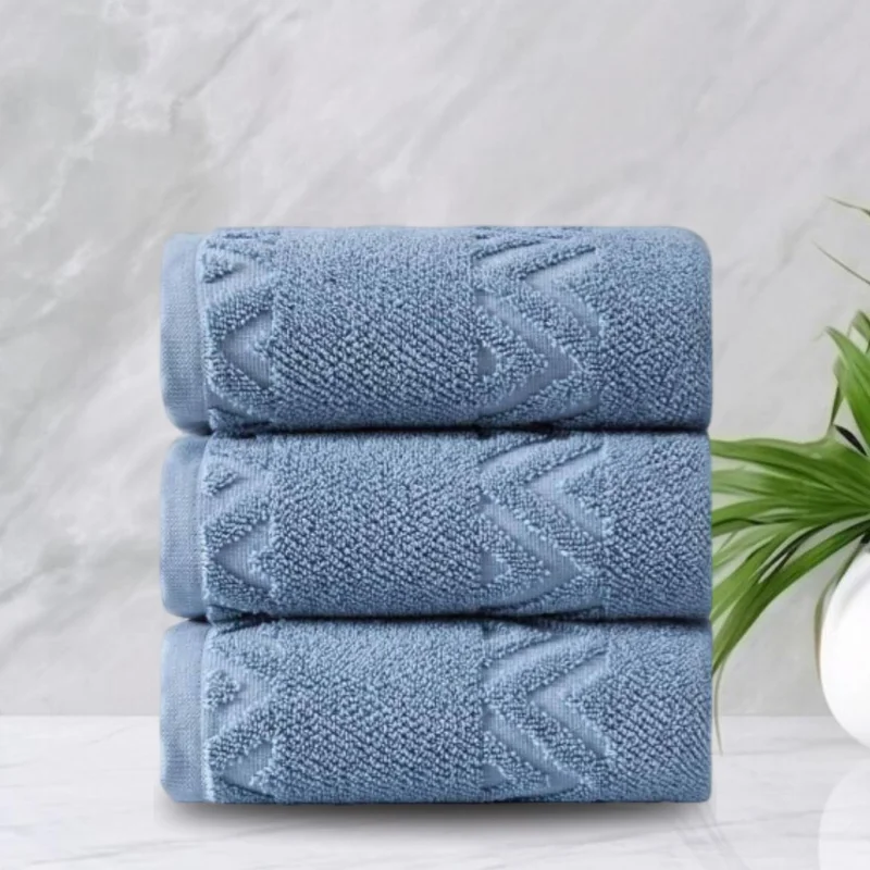 Efabrika Lola Cotton 3 Piece 40X75 Hand Face Towel Set - Indigo