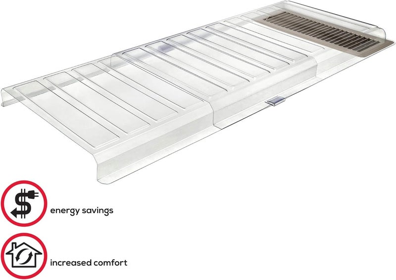 Deflecto موصل هواء الأثاث من ديفليكتو مع مشابك وشريط شامل للاستخدام مع فتحات الأرضية حتى 11 بوصة شفاف UFAD أبيض - Image 3