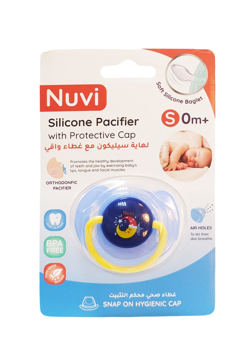 نوفي پروٹیکشن کیپ کے ساتھ نووی سلیکون پیسیفائر 0m+1 ٹکڑا - آرتھوڈونفک پیسیفائر، بلیو - Image 1