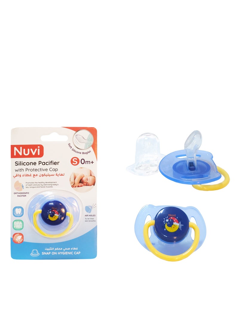 نوفي پروٹیکشن کیپ کے ساتھ نووی سلیکون پیسیفائر 0m+1 ٹکڑا - آرتھوڈونفک پیسیفائر، بلیو - Image 2