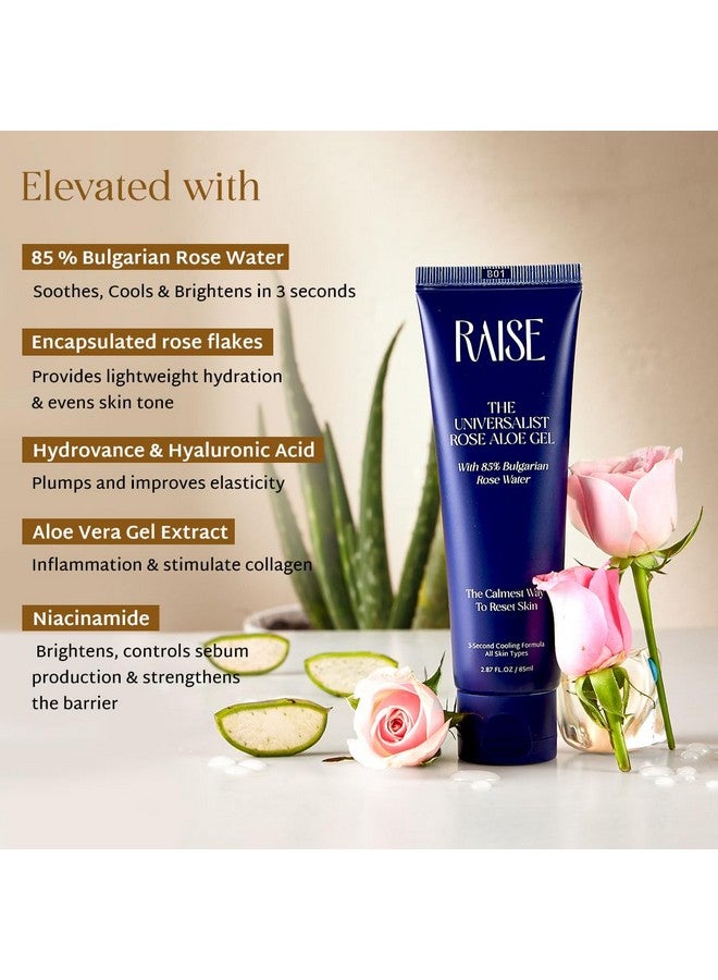 Raise Universalist Rose Aloe Vera Gel | Hydrates & Soothes Skin in 3 Seconds | 85% Bulgarian Rose Water, Niacinamide & Hyaluronic acid | Instant Skin Cooling & Brightening | 85ml - Image 5