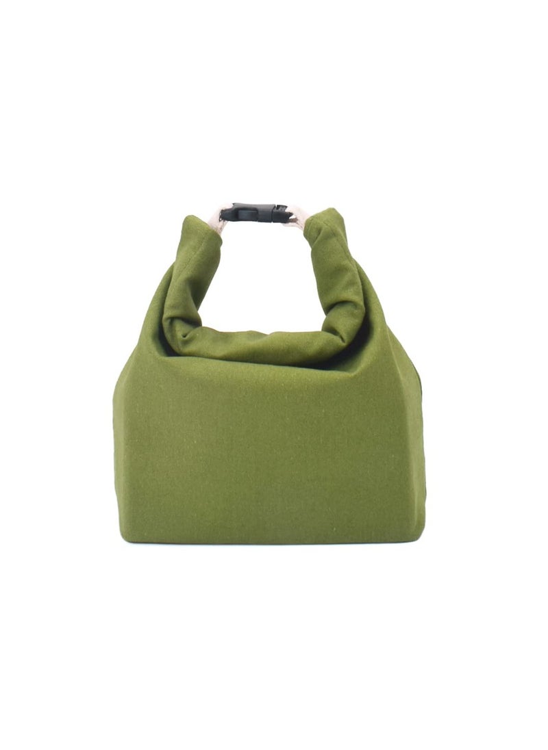 SYOSI - Reusable Lunch Bag Insulated Handbag Smile Tote bag with Handle for Women Work Picnic or Travel (Olive Green) - Image 1