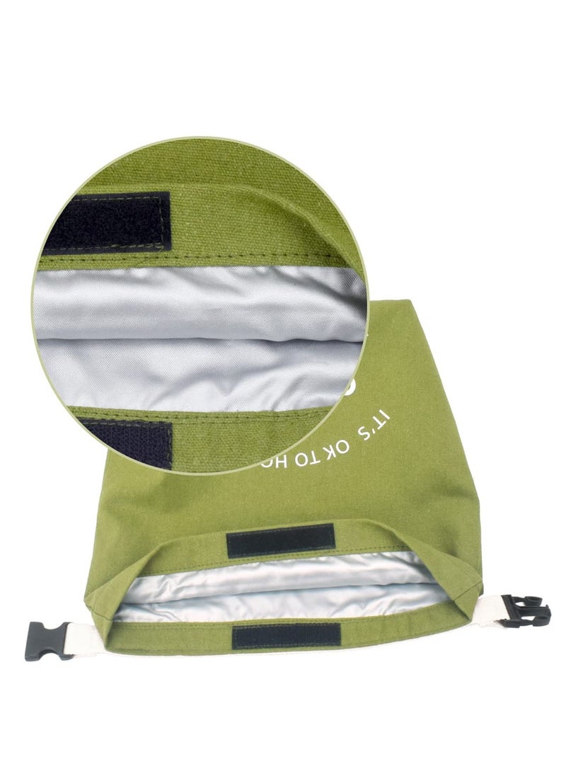 SYOSI - Reusable Lunch Bag Insulated Handbag Smile Tote bag with Handle for Women Work Picnic or Travel (Olive Green) - Image 1