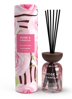 Gulf Orchid Rose & Vanilla Aromatherapy Reed Diffuser Air Freshener Fragrance for Home & Office 150ml  - Image 1