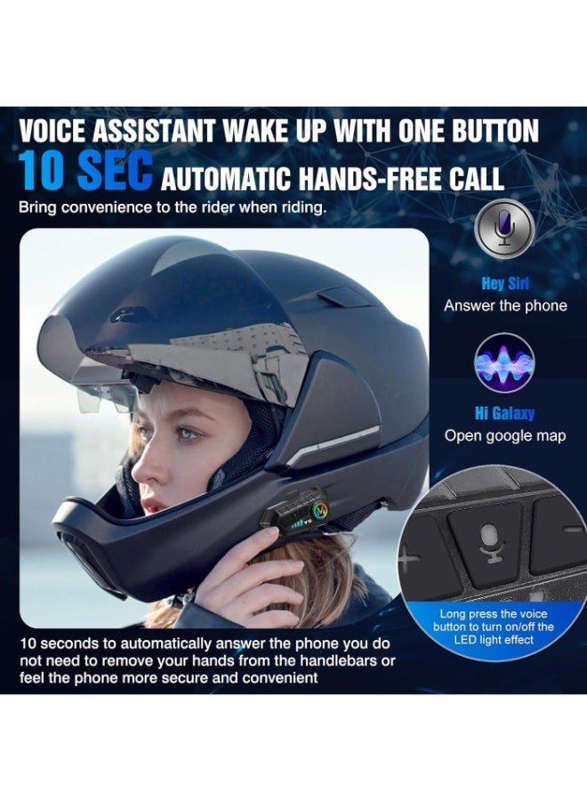 ماوتين Motorcycle Helmet Speakers High Battery Life Helmet Headphone IPX6 Automatic Answer/Call Music Control/Intelligent Noise/Wake up Siri, 2 Different Types of Mic - Compatible with All Helmets - Image 4