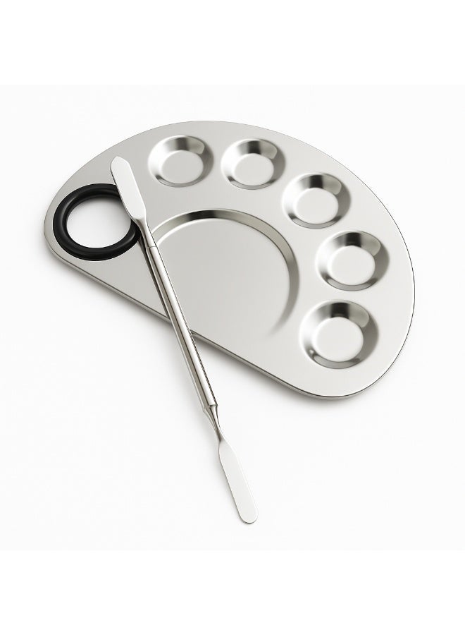 Makeup Mixing Palette With Spatula Silver - Image 1