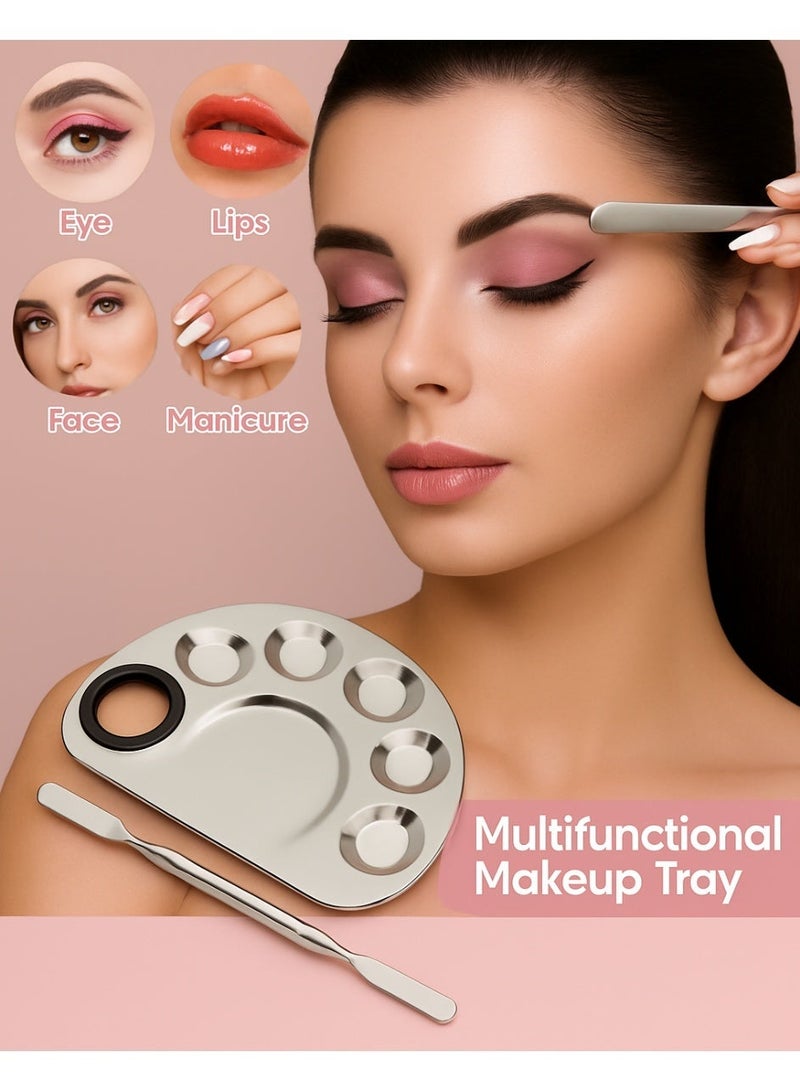 Makeup Mixing Palette With Spatula Silver - Image 3