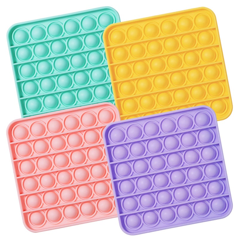 MATICAN Push Pop Fidget Toy 4Pack Push Pop Bubble Fidget Square Push Pop Bubble Sensory Fidget Toy Pastel Pink Mint Yellow Purple Party Favors - Image 2