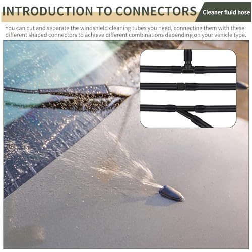 Tesnaao 30 PCS Car Windshield Washer Hose Kit, 13.1Ft Washer Fluid Hose & T-type Y-type I-type Hose Connector, Connect Water Pump and Nozzle Mounting Kit, Universa Replace Accessories for Car (Black) - Image 3