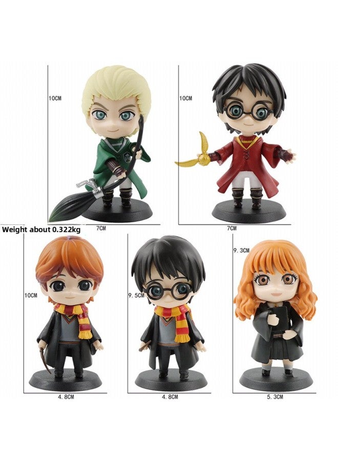 5 HarryPotter Anime Character Magic Academy Harry Potter Hermione Ron Hand-made Model Moving Ornaments-Color:Harry Potter 5-piece Set - Image 1