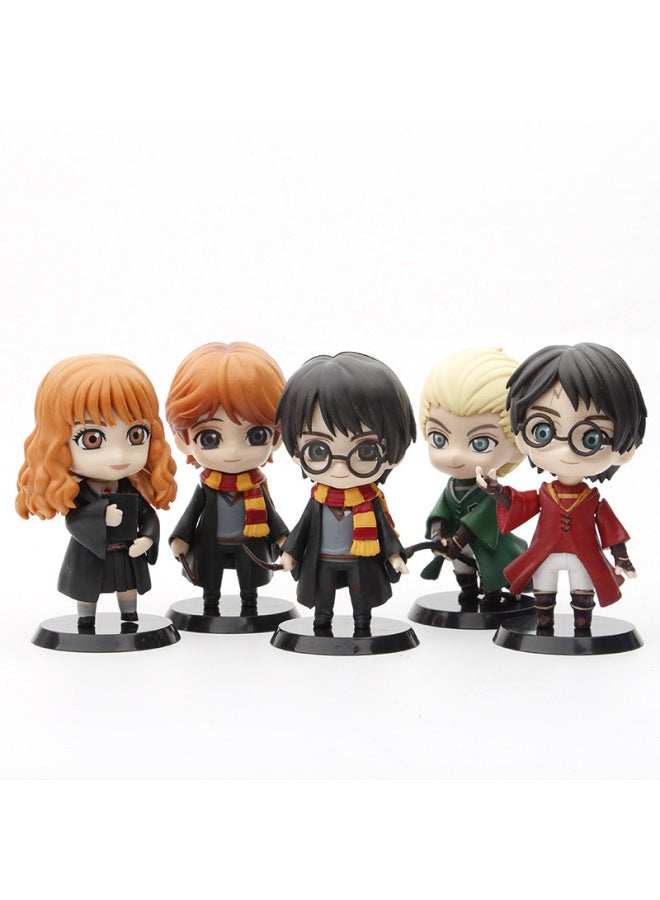 5 HarryPotter Anime Character Magic Academy Harry Potter Hermione Ron Hand-made Model Moving Ornaments-Color:Harry Potter 5-piece Set - Image 4