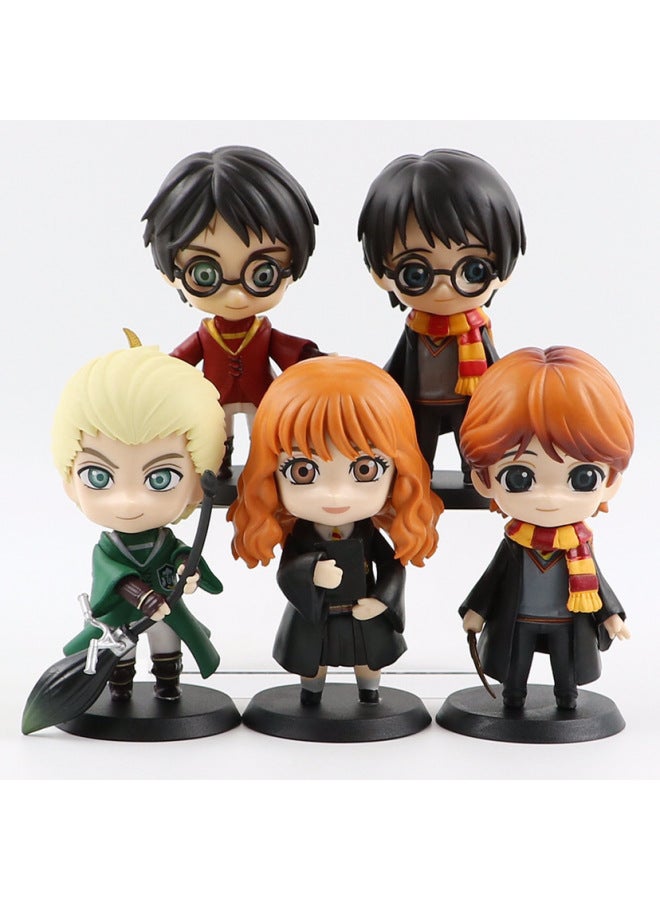 5 HarryPotter Anime Character Magic Academy Harry Potter Hermione Ron Hand-made Model Moving Ornaments-Color:Harry Potter 5-piece Set - Image 2