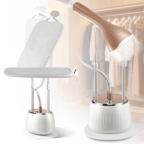 Hapyvergo 1800W Garment Steamer for Clothes, Professional Standing Steam Iron with 1.6L Tank for 60 Min Continuous Steam, Heat-Up in 25s, 10 Settings, 2-in-1 Ironing for Home, Travel & Commercial Use - Image 1