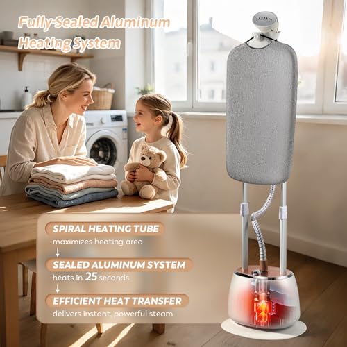 Hapyvergo 1800W Garment Steamer for Clothes, Professional Standing Steam Iron with 1.6L Tank for 60 Min Continuous Steam, Heat-Up in 25s, 10 Settings, 2-in-1 Ironing for Home, Travel & Commercial Use - Image 3