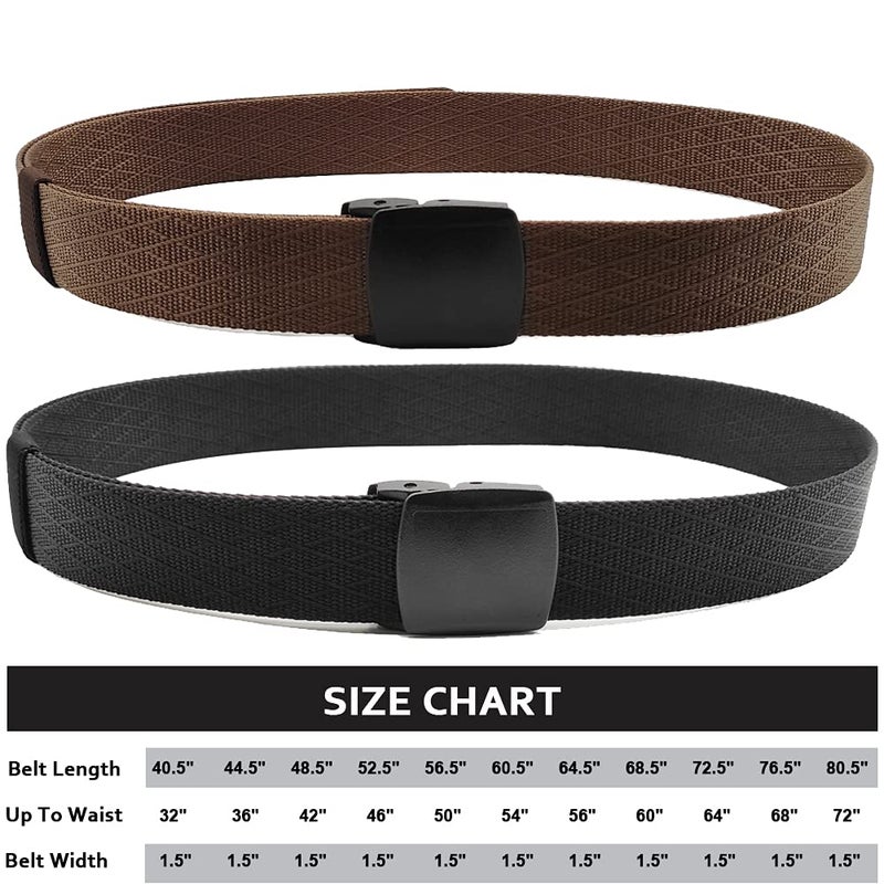 HOANAN 2 Pack Mens Nylon Belt, Lightweight No Metal Belt, Trim to Fit, Casual Work TSA-friendly Travel (Pant size up to 36", 2pack-black coffee) - Image 5