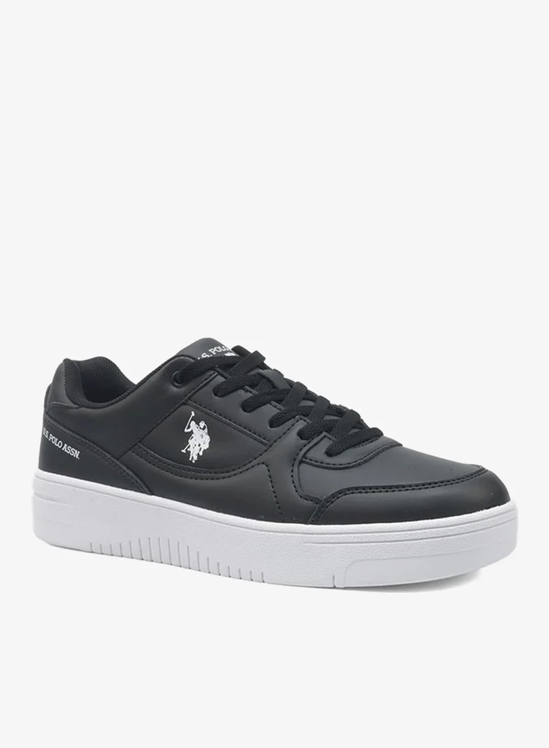 U.S. Polo Assn. black Women's Black Low-Top Sneakers - Lightweight With White Sole , Comfortable Casual Shoes for Women | Best Price UAE
