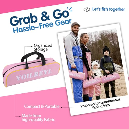 Yoilreyl Collapsible Telescopic Fishing Rod and Reel Combo Push Button Small Fishing Pole Kit Beginner Youth Girls Fishing Starter Set Tackle Casting Rod 492FT Pink - Image 3