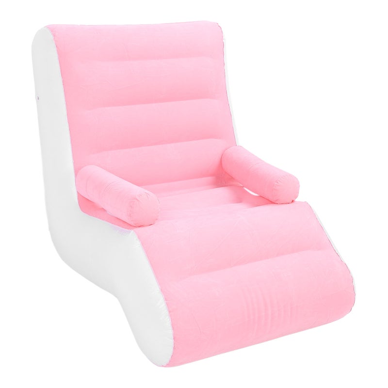 Inflatable Air Sofa: S-Shaped Ergonomic Design, Quick Inflate Deflate, Premium PVC Flocking Fabric - Stylish Pink Inflatable Lounge Chair for Indoor Outdoor Camping Home Leisure - Image 1