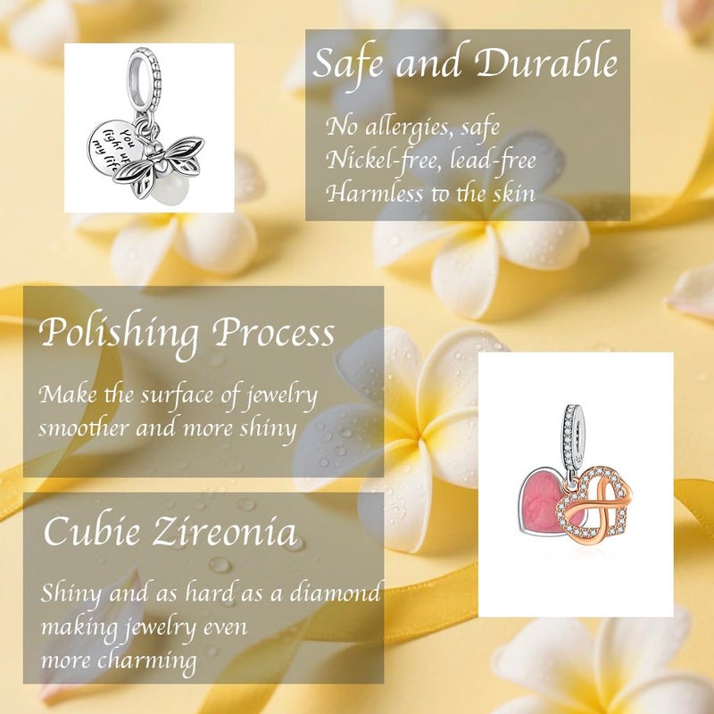 Maisinge 9Pcs Plated Silver Spacer Beads Charms fit Pendants Bracelet Dangle Pack Set Gold Butterfly Crown strawberry birthday cake - Image 3