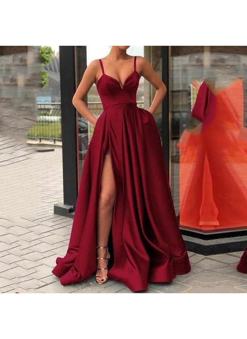 2024 Spring Slim Satin Evening Gown Wine Red - pzsku/ZBF9DD08EAB568B3F4FBFZ/45/_/1741690427/61c394b1-2668-431d-bb6d-621bfd86f319