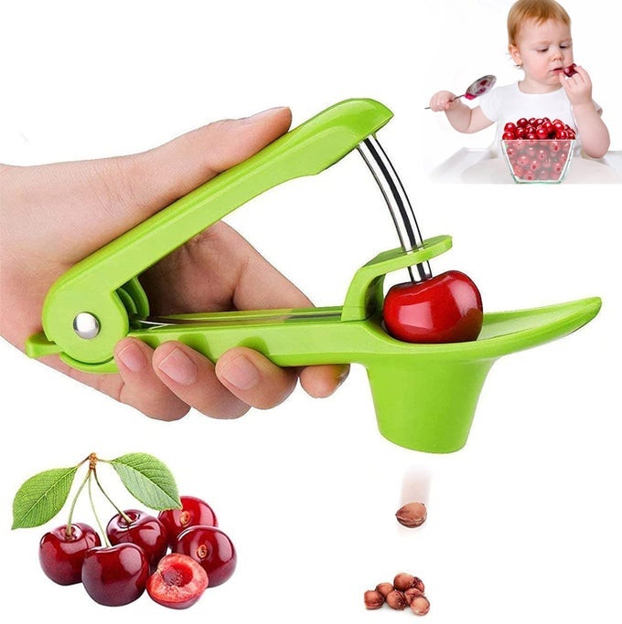 STAINLESS STEEL MULTIFUNCTION OLIVES CHERRY PITTER TOOL WITH LOCK DESIGN HEAVYDUTY FRUIT PIT REMOVER FOR JAM MAKING