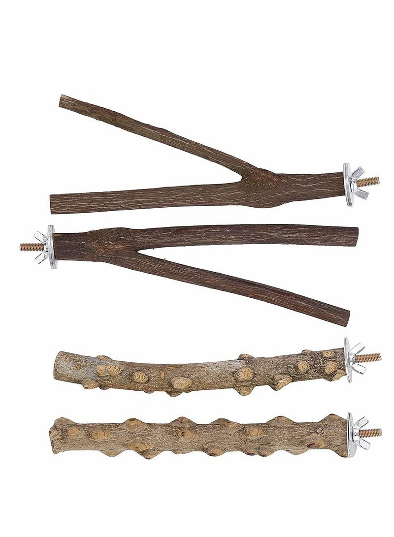 KASTWAVE Natural Wood Bird Perch Stand, Hanging Multi Branch Perch for Parrots, Parakeets Cockatiels, Conures, Macaws, Love Birds, Finches - Image 1