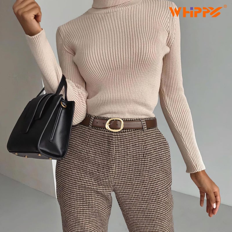 WHIPPY Leather Belt for Women Casual Waist Belt with Gold Buckle Fashion Ladies Belt for Jeans Pants Dress,Coffee Gold,M - Image 4