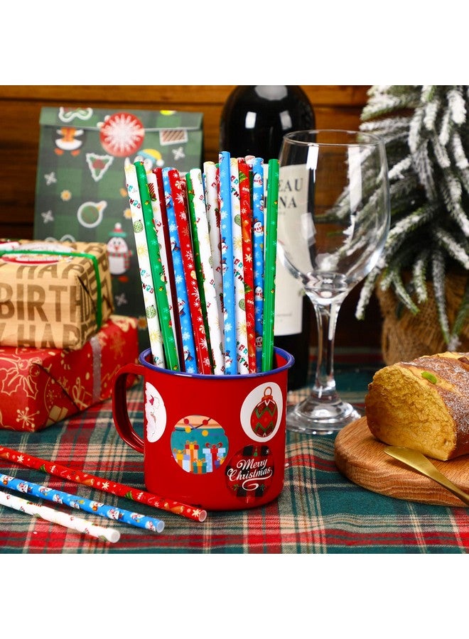 JANYUN 30 Pieces Christmas Drinking Straws BPA-Free 9inch Printing Hard Plastic Reusable Straws Xmas Balls Snowflake Elk Straw for Family Party Favors Supplies Cleaning Brush - Image 5