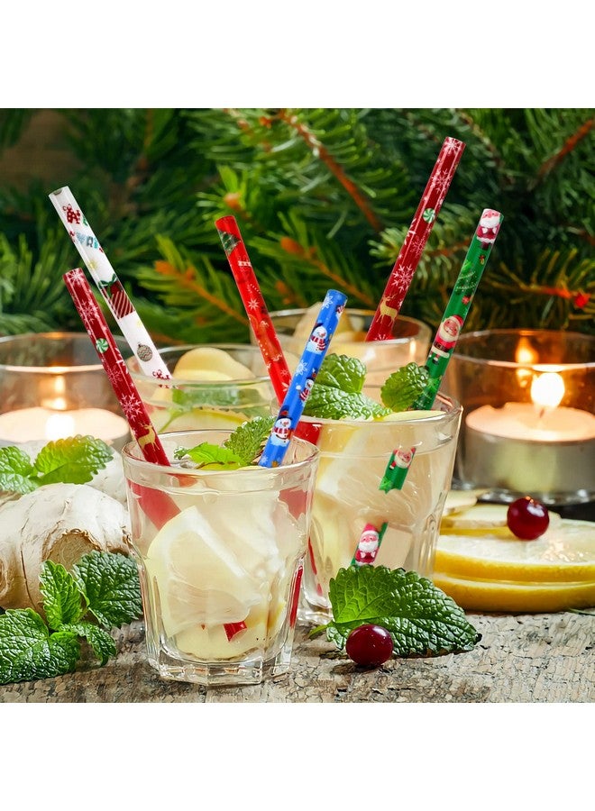 JANYUN 30 Pieces Christmas Drinking Straws BPA-Free 9inch Printing Hard Plastic Reusable Straws Xmas Balls Snowflake Elk Straw for Family Party Favors Supplies Cleaning Brush - Image 4