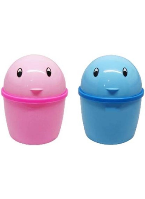 PUTHAK Mini 2 PS Stylish Plastic Tidy Bin Trash Can With Lid Multi use DusSmall Mini Dustbin With Detachable Swing Top Cartoon Plastic Mini Office Home Child Use Bin Plastic Dustbin