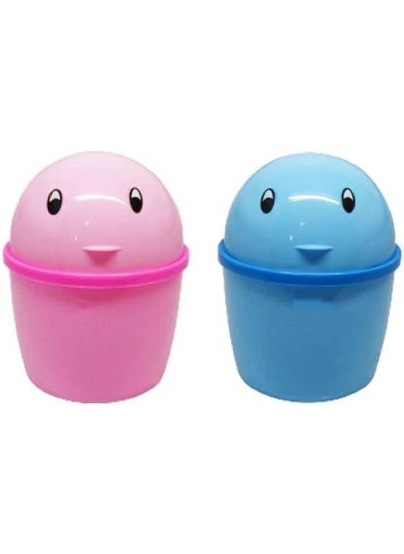PUTHAK PUTHAK Mini 2 PS Stylish Plastic Tidy Bin Trash Can With Lid Multi use DusSmall Mini Dustbin With Detachable Swing Top Cartoon Plastic Mini Office Home Child Use Bin Plastic Dustbin  - Image 1